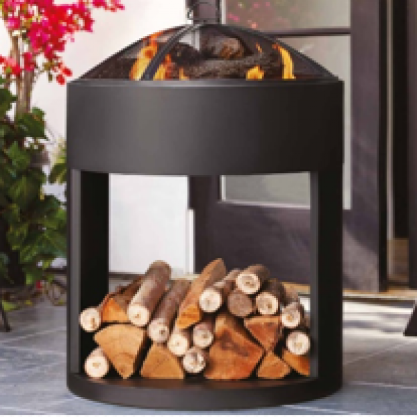 24 inch wood fire pit with mesh lid 52491
