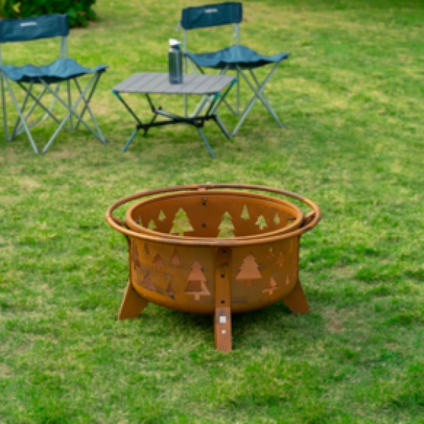 24 inch wood fire pit with mesh lid 52714