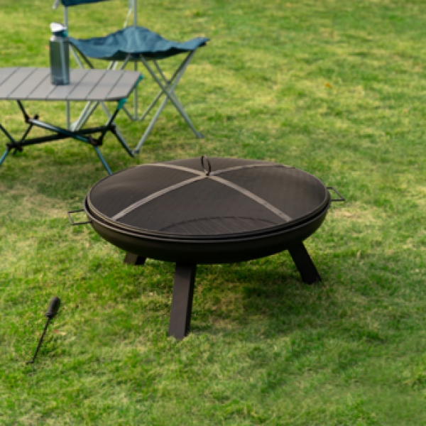 24 inch wood fire pit with mesh lid 52715
