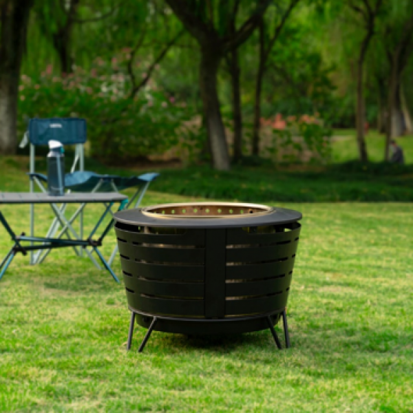 24 inch wood fire pit with mesh lid 52732