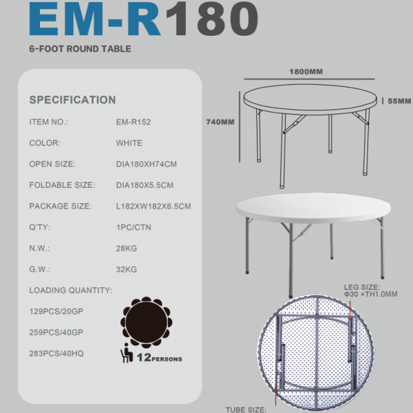 R180(DIA 180CMX74cm) ROUND TABLE