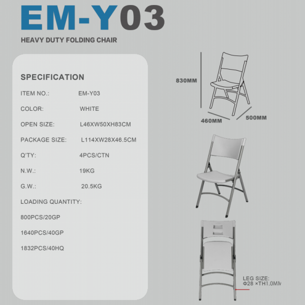 Y03(46X50X83CM) HEAVY DUTY FOLDING CHAIR 