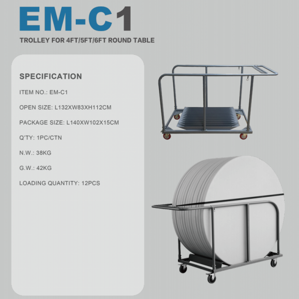 C1(132X83X112CM) TROLLEY FOR 4FT/5FT/6FT ROUND TABLE