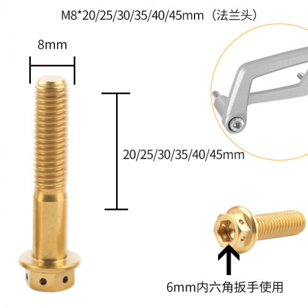 M8X20/25/30/35/40/45 Motorcycle brake caliper titanium screws